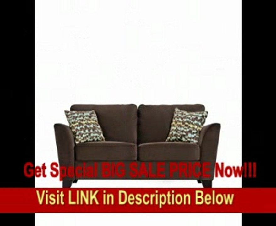 BEST PRICE Handy Living GEN1-S10-AAV87 Geneva Transitional Flared Arm Velvet Microfiber Sofa, Chocolate with 2 Decorative Orbit Brown And Blue Throw Pillows