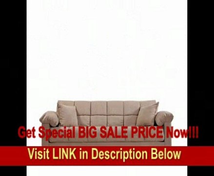 Handy Living CAC4-S1-AAA85 050 Living Room Convert-A-Couch Microfiber Sleeper Sofa With Pillow Top Arms, Mocha With 2 Decorative Decorative Throw Pillows FOR SALE