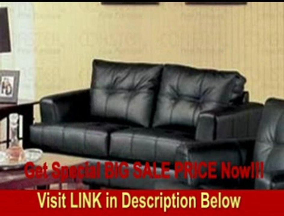 Coaster Samuel Black Contemporary Leather Loveseat FOR SALE
