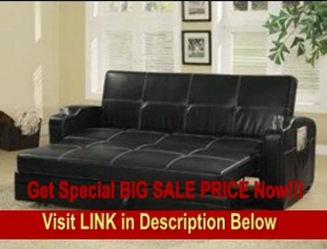 Black Faux Leather Sofa Bed w/ White Stitching by Coaster FOR SALE