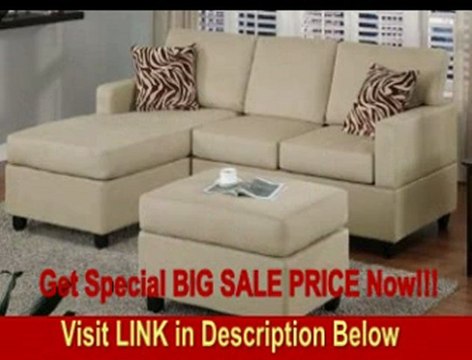 BEST PRICE 3 pcs Sectional Sofa Set with Ottoman and Accent Pillows in Mushroom