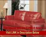 BEST PRICE Loveseat Sofa with Wooden Legs Contemporary Red Leather