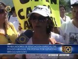 Trabajadores de Educación Especial protestan en Aragua para exigir que se mantengan abiertas estas escuelas