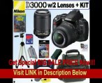 Nikon D3000 10MP Digital SLR Camera with 18-55mm f/3.5-5.6G AF-S DX VR and 55-200mm f/4-5.6G ED IF AF-S DX VR Zoom-Nikkor Lenses   8GB Deluxe Accessory Kit