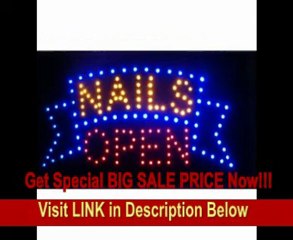 Open Nails Salon Led Neon Business Motion Light Sign. On/off with Chain 19*10*1