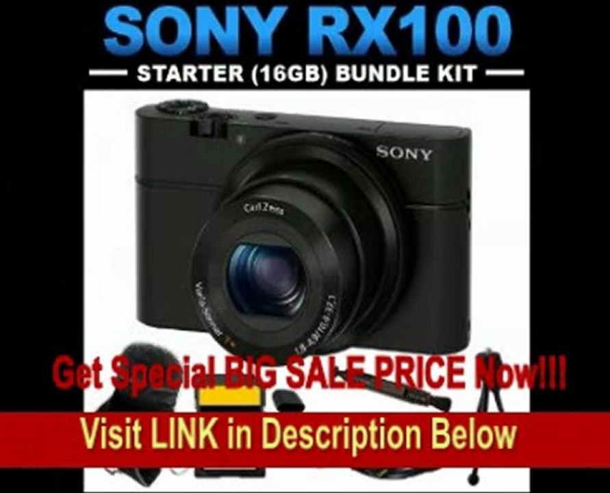 Sony DSC-RX100 Digital Camera (Black) 16GB Starter Bundle Package