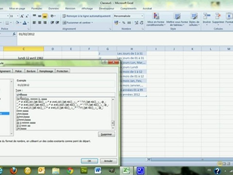 Formatage de dates Excel