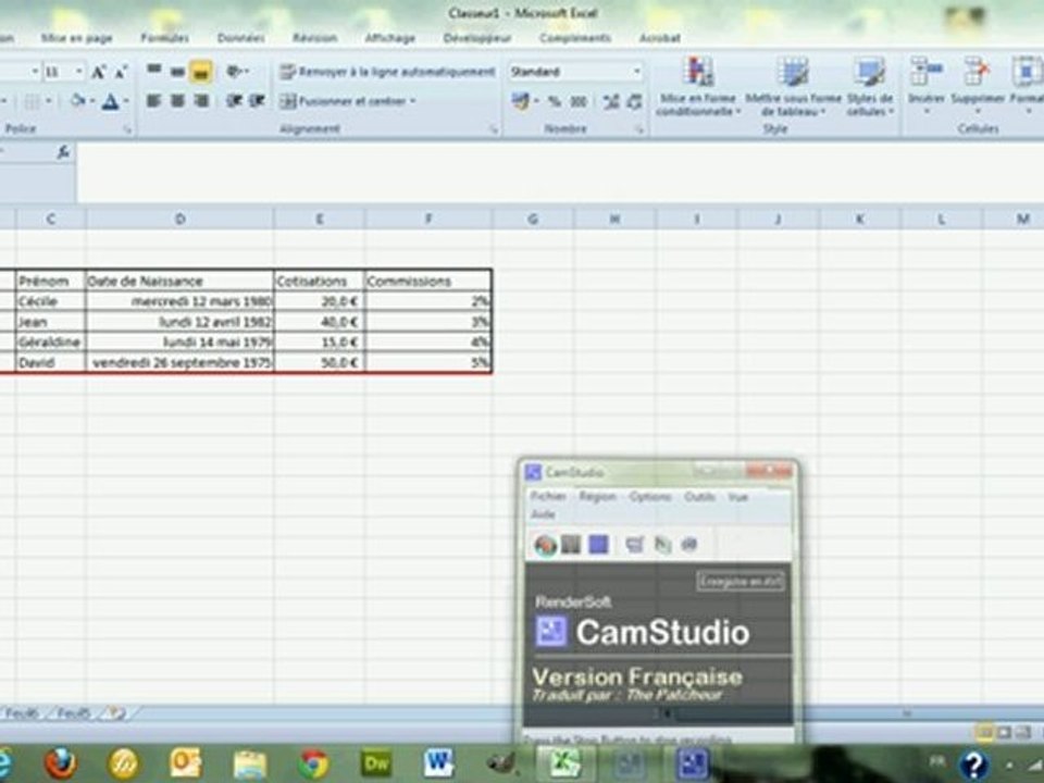 Déplacement de tableaux Excel