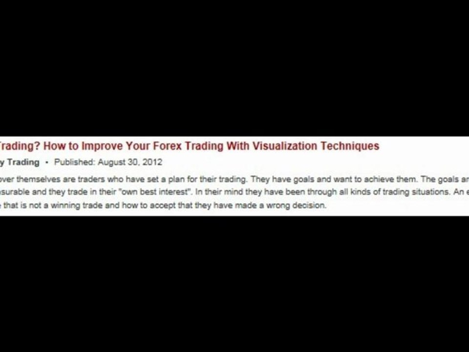 Forex Online Trading How to Improve Your Forex Trading With Visualization Techniques