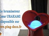 Brumisateur ultra son design et diffuseur huiles essentielles coeur URAKAMI rouge (disponible sur PING-DECO.FR)