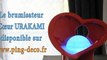 Brumisateur ultra son design et diffuseur huiles essentielles coeur URAKAMI rouge (disponible sur PING-DECO.FR)