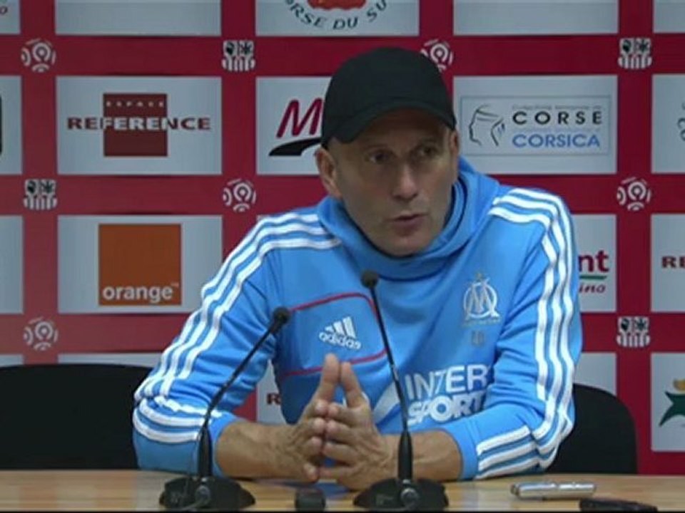 Conférence de presse AC Ajaccio - Olympique de Marseille : Alex  DUPONT (ACA) - Elie BAUP (OM) - saison 2012/2013