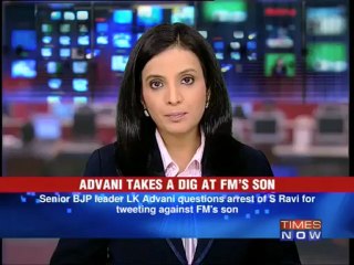 Advani takes a dig at FM's son