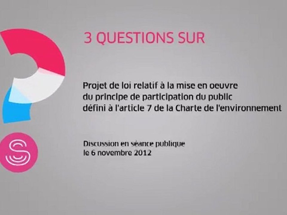 [Questions sur] Projet de loi sur la mise en oeuvre du principe de participation du public défini à l'article 7 de la Charte de l'environnement