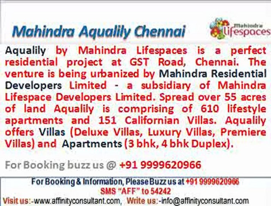 Mahindra Lifespaces World City Aqualily Chennai