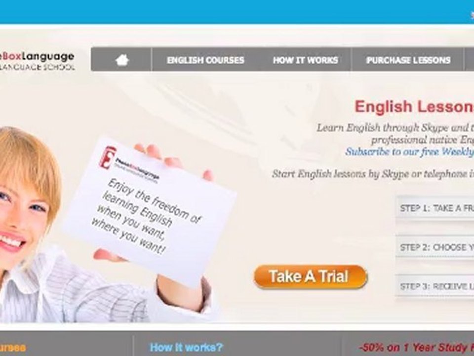 Cours d'anglais en ligne.