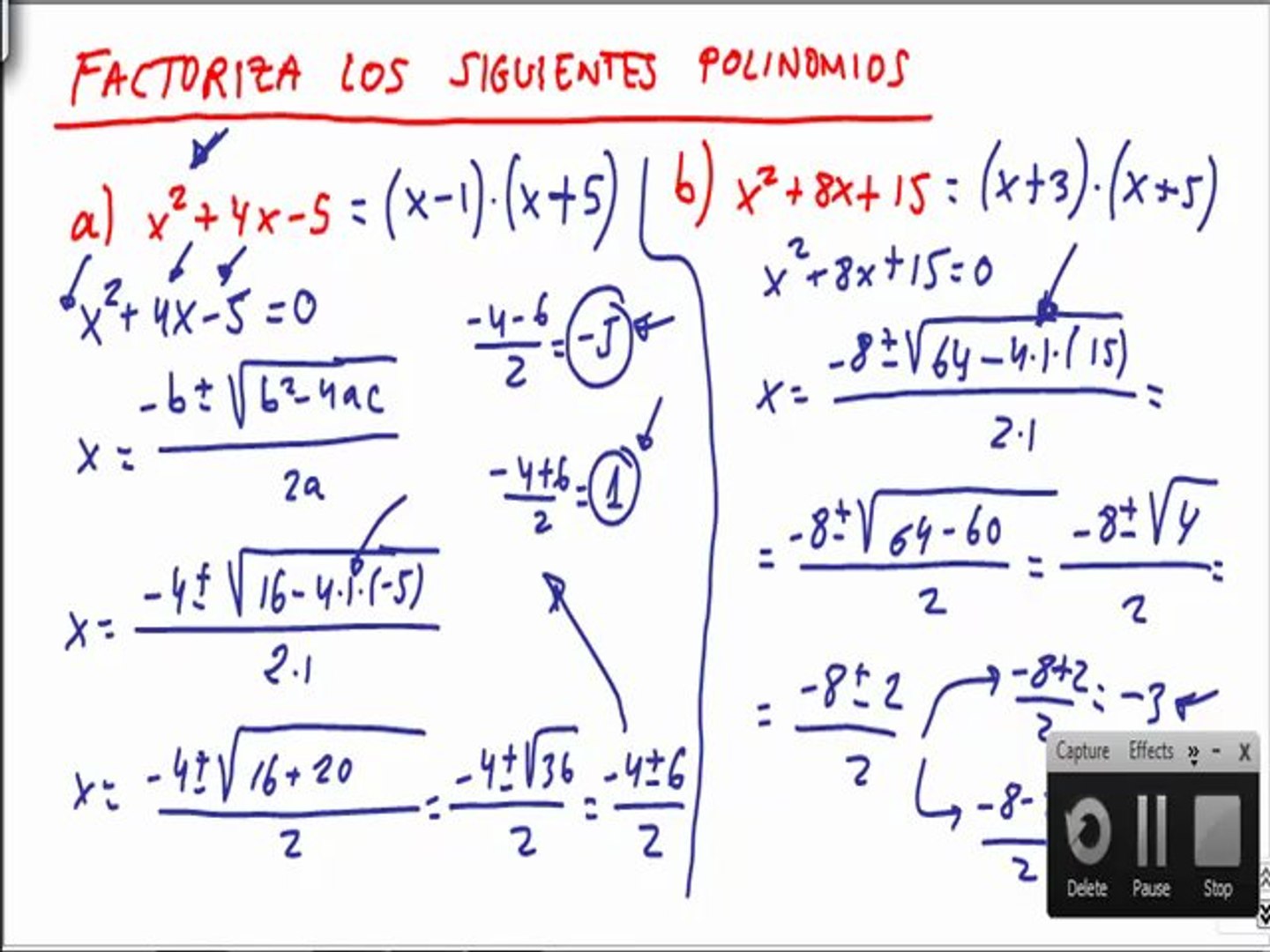 matemticas 4 eso factoriza los siguientes polinomios ejercicio 15 - Vídeo  Dailymotion