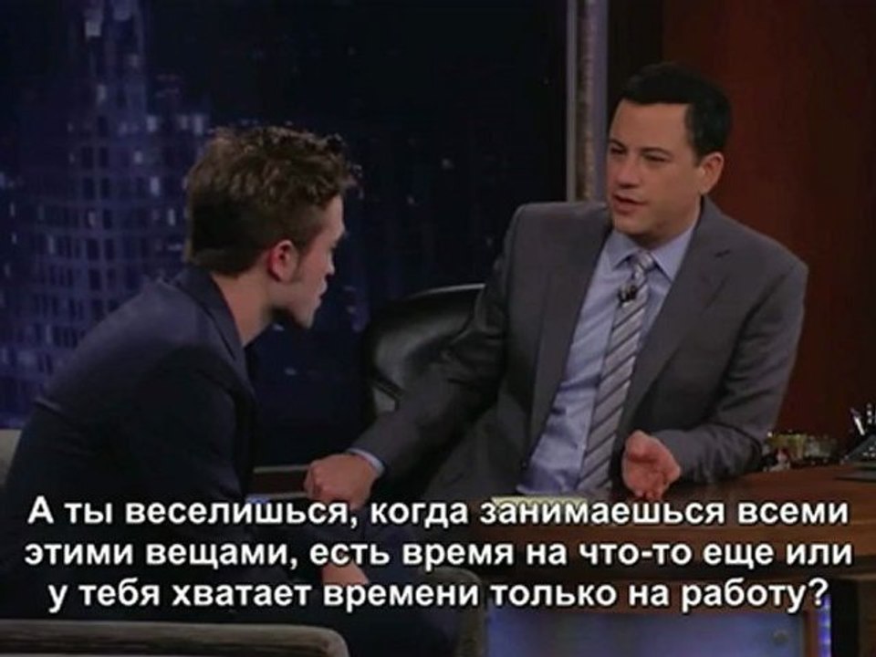 Роберт на шоу Дж.Киммела (рус.субтитры), часть 1