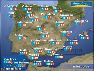 Previsión del tiempo para el miércoles 7 de noviembre
