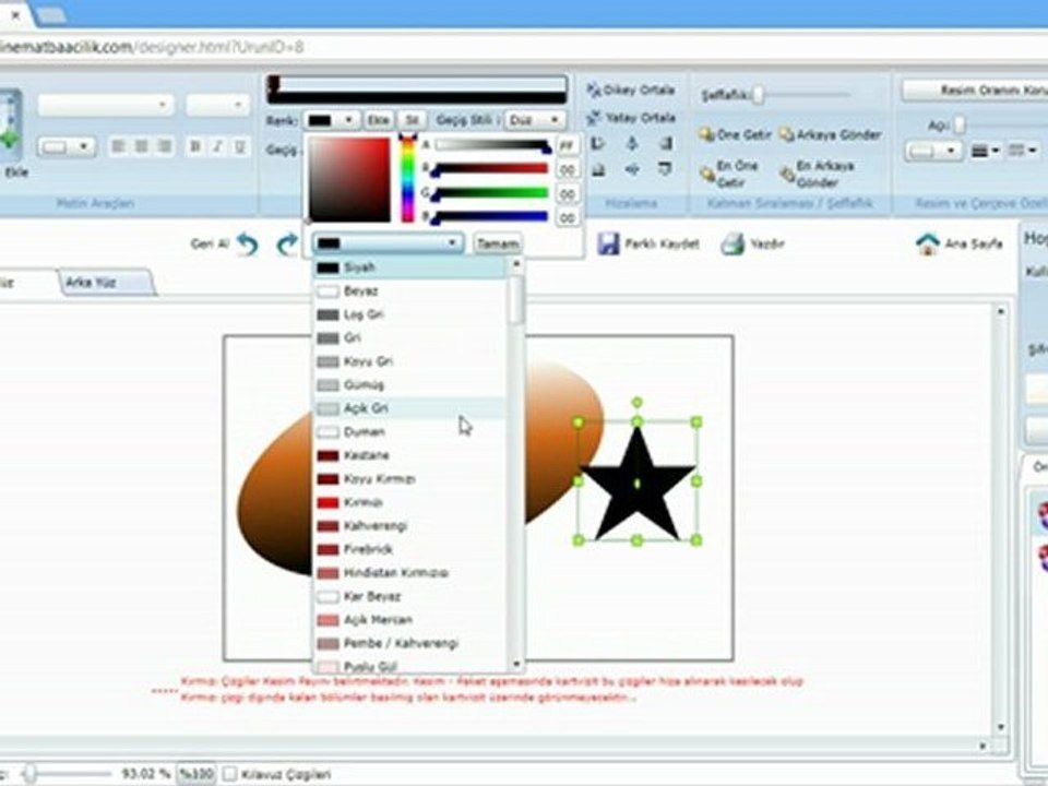 otp programı ile şekil ve renk özellikleri düzenleme onlinematbaacilik.com