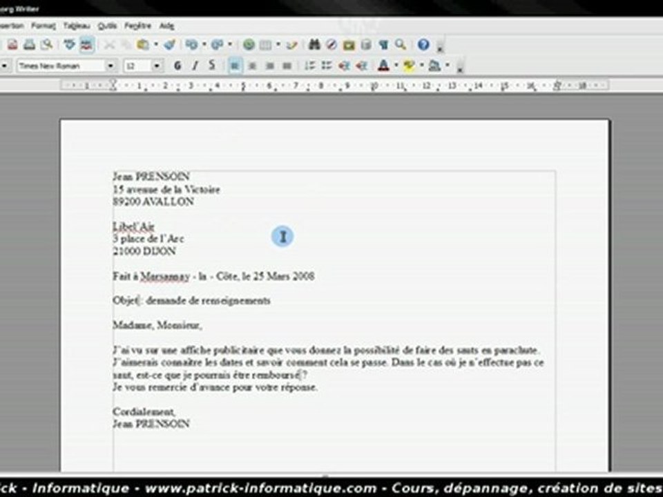 Tuto Writer 3 - Lettre - Extrait
