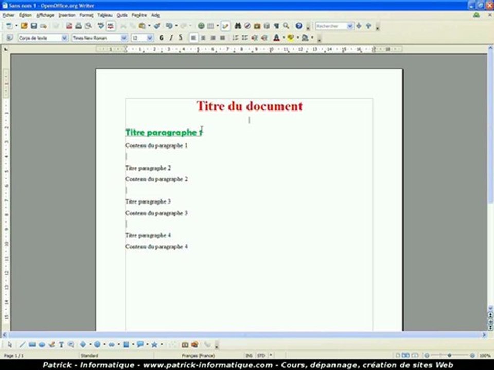 Tuto Writer 3 - Reproduire Mise en Forme - Extrait