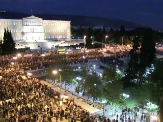 Anti-austerity protesters gather in Athens square