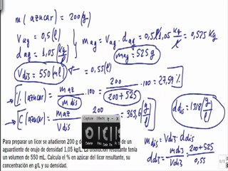 Quimica 1º bachillerato disoluciones ejercicio 1