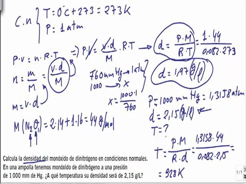 Quimica 1º bachillerato leyes de gases ideales ejercicio 28