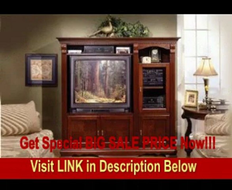 Cherry Wood Wall Unit TV Stand Entertainment Center With Storage FOR SALE