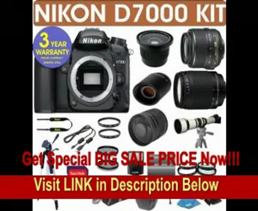 REFURBISHED Nikon D7000 Digital Camera + Nikon 18-55mm VR Lens + Nikon 70-300mm Lens + .40x Wide Angle Fisheye Lens + 800mm Mirror Lens + 2x T-Mount Telephoto Lens + 650-1300mm Zoom Lens+ 3 Year Celltime REVIEW