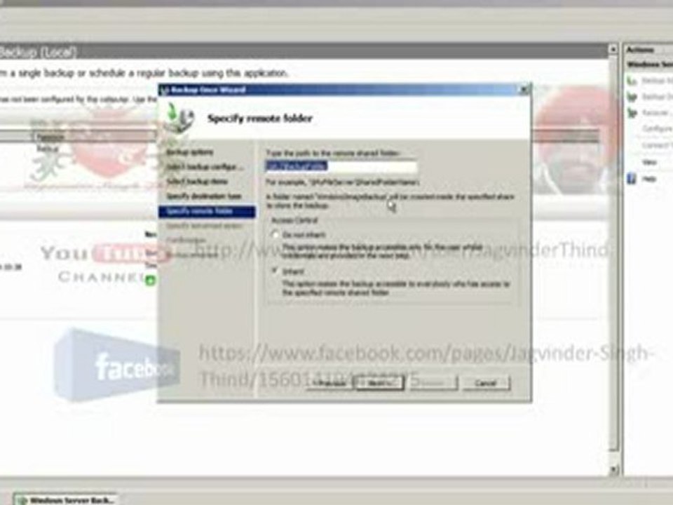 Server 2008 Backup and Restore Part 3 Backup Data at Remote Shared Location in Hindi - YouTube