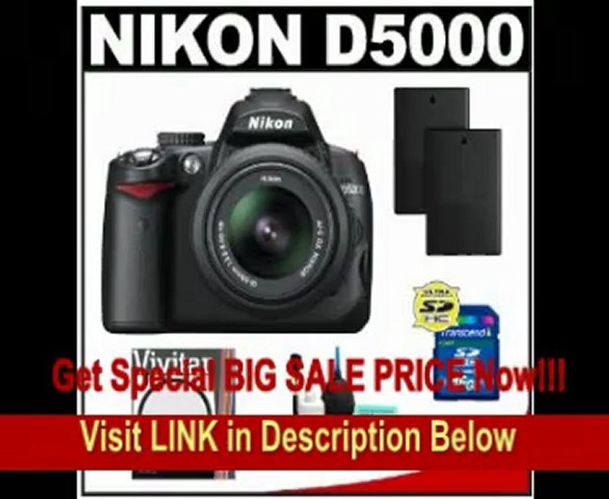 BEST PRICE Nikon D5000 Digital SLR Camera w/ 18-55mm VR Lens + UV Filter + 16GB Card + (2x) Batteries + Cameta Bonus Accessory Kit