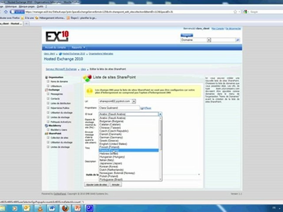 Comment créer son site SharePoint via Ex10 - Tutoriel Ikoula