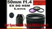Sigma 50mm F1.4 EX DG HSM Lens for Canon Digital SLR Cameras + 3 Piece Filter Kit with Case + Lens Case + Celltime 5 Year Warranty FOR SALE