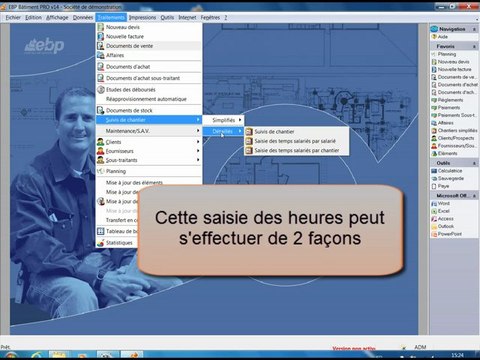 EBP Gamme Bâtiment - Saisie des temps salariés dans le suivi de chantier détaillé