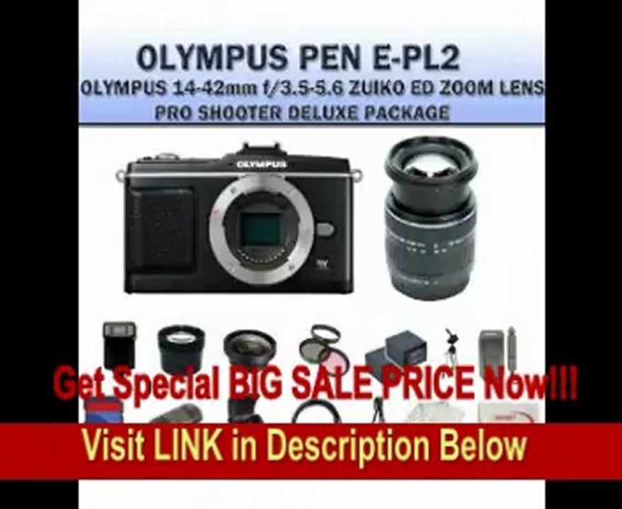 Olympus E-p2 Pen Digital Camera w/ 14-42mm Zuiko Lens (Includes Manufacturer's Supplied Accessories) + SSE PRO Shooter Deluxe Carrying Case, Batteries, Lens, Flash & Tripod Complete Accessories Package FOR SALE
