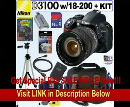 SPECIAL DISCOUNT Nikon D3100 14.2MP Digital SLR Camera with Sigma AF 18-200mm f/3.5-6.3 DC HSM OS (Optical Stabilizer) Zoom Lens + EN-EL14 Battery + 16GB Deluxe Accessory KitBuy new:$1,149.99In Stock(1)