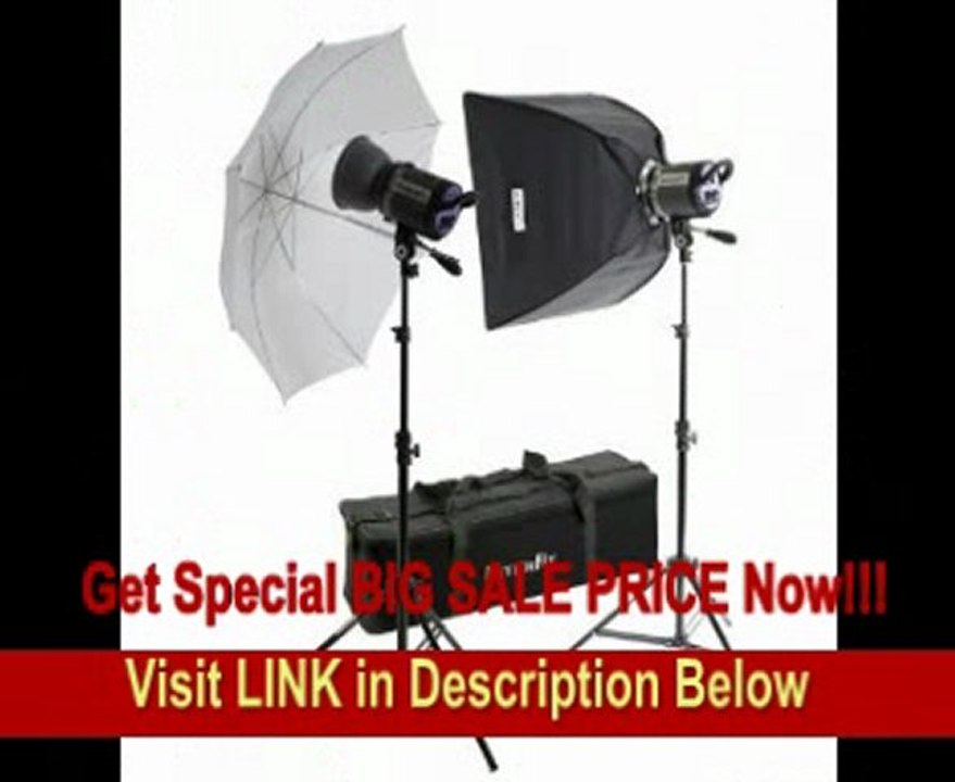 SPECIAL DISCOUNT Interfit INT428 Stellar X 300 Watt/Second 2 Head Kit with Umbrella and Softbox