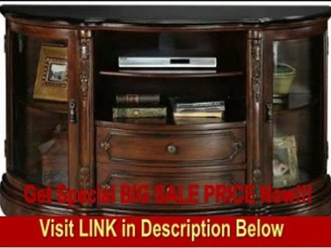 SPECIAL DISCOUNT Baymont Tall Dark Brown Wide Screen TV Cabinet Stand with Glass Doors and Shelving, BLACK GRANITE, MAHOGANY
