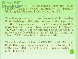 Billion Era Corporation Ltd News   l  Sensex closes marginally up; banking, healthcare stocks rise