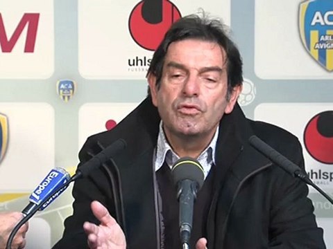Conférence de presse AC Arles Avignon - Stade Lavallois : Pierre MOSCA (ACA) - Philippe HINSCHBERGER (LAVAL) - saison 2012/2013