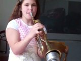 11 year old girl playing her trumpet