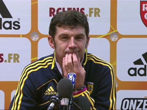 Conférence de presse RC Lens - SM Caen : Eric SIKORA (RCL) - Patrice GARANDE (SMC) - saison 2012/2013