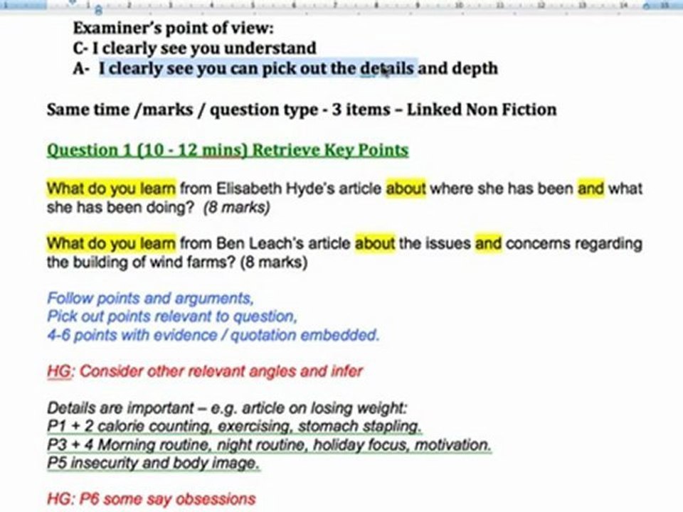 GCSE Language Exam: Understanding Question 1. AQA English Revision.