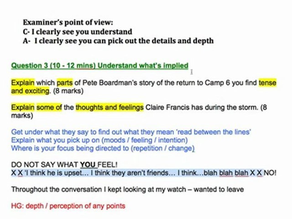 GCSE Language Exam: Understanding Question 3. AQA English Revision.