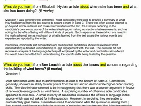 GCSE English Language: Examiner's Comments - Question 1 (AQA English Revision)