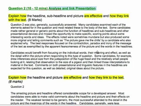 GCSE English Language: Examiner's Comments - Question 2 (AQA English Revision)