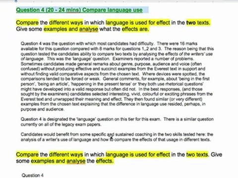 GCSE English Language: Examiner's Comments - Question 4 (AQA English Revision)