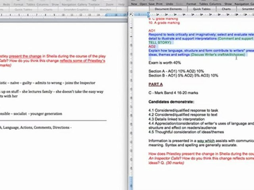 GCSE English Literature: AQA Modern Texts - Grade C Response (Section A)